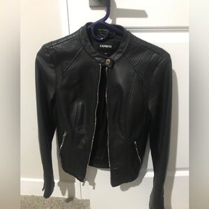 Black Leather moto  jacket express Y2K